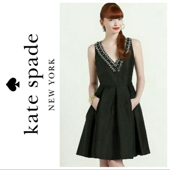6 Kate Spade Fit Flare silk beaded dress embellish - Picture 2 of 7
